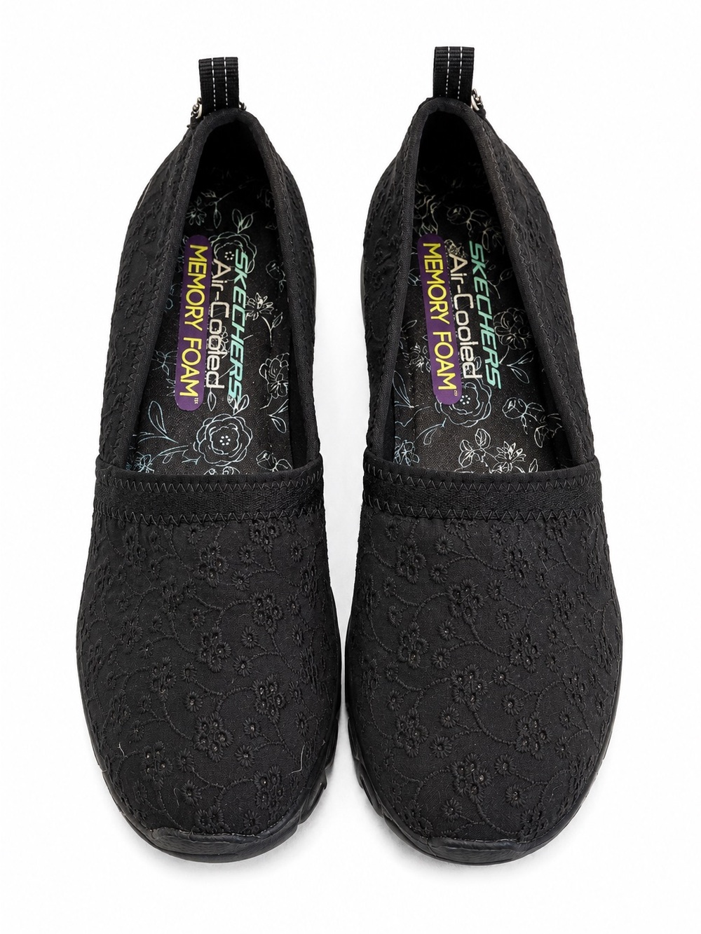 Skechers Lace Loafers 6.5M Black Memory Foam Slip On Shoes NWOT - Picture 1 of 4